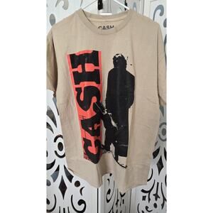 Johnny Cash Graphic T-Shirt Tan Large XL NWT Official Man in Black Country Tee